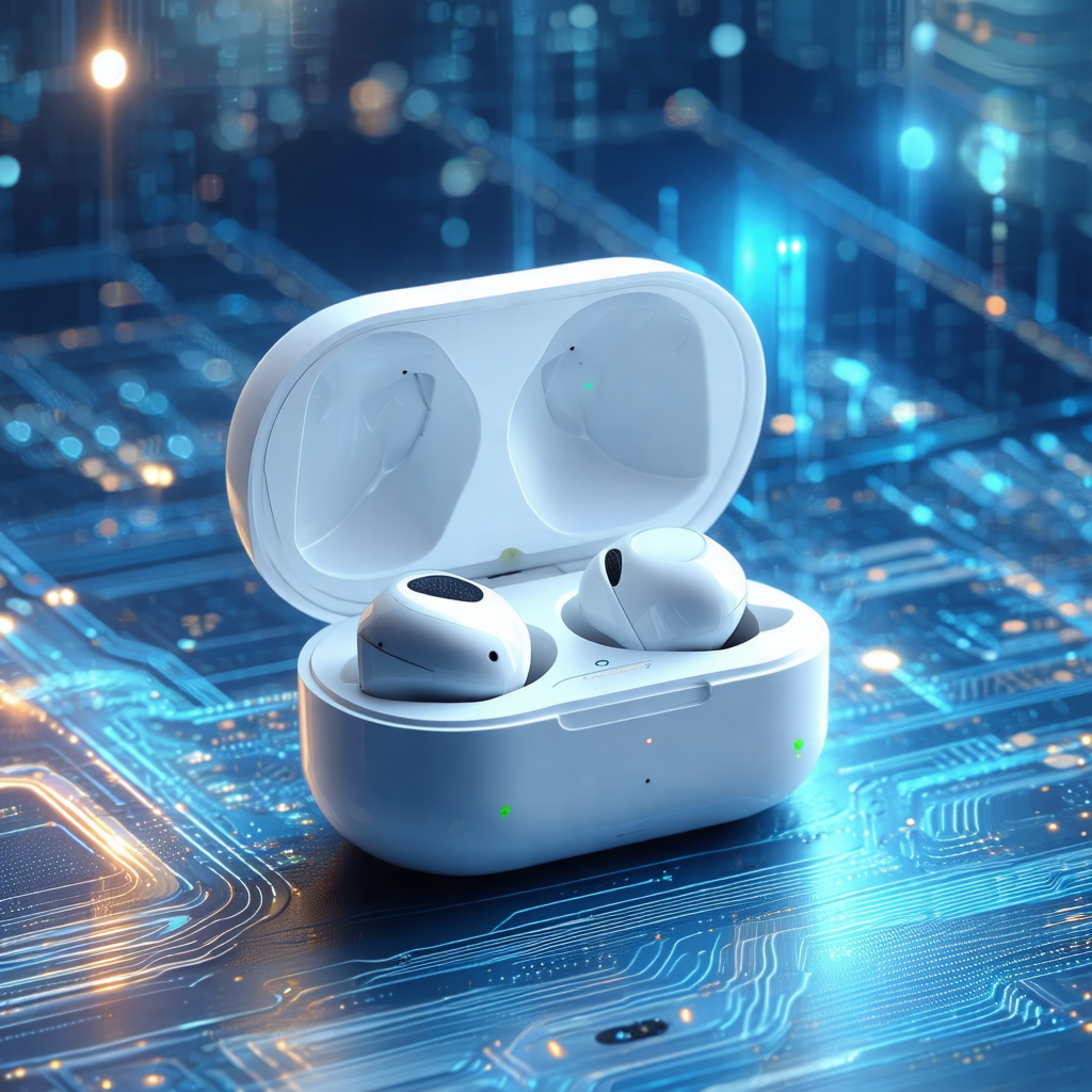 Pair of white apple earbuds placed inside a white case