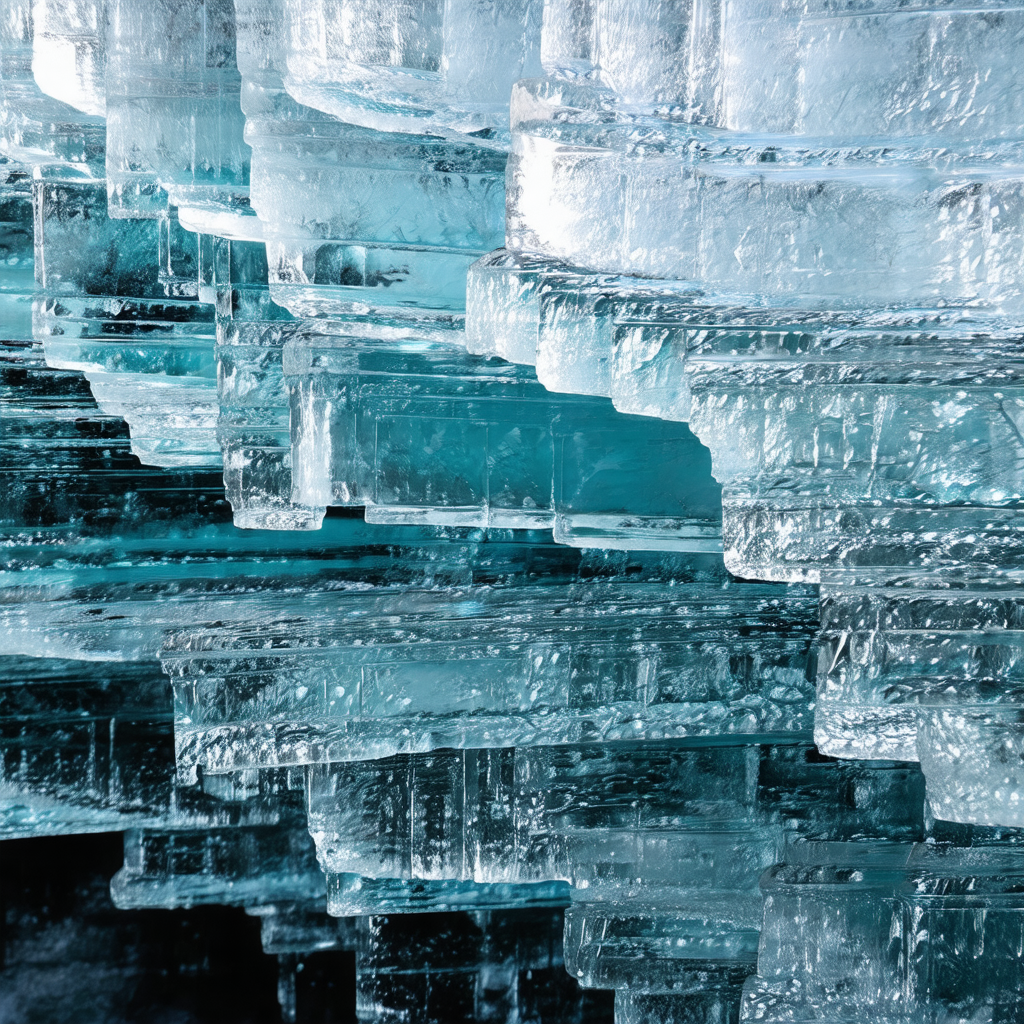 Large, frozen waterfall with a blue-green hue