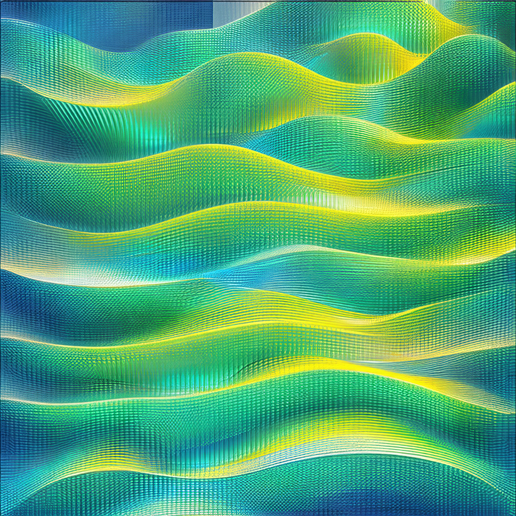 Vibrant blue and yellow ocean wave pattern