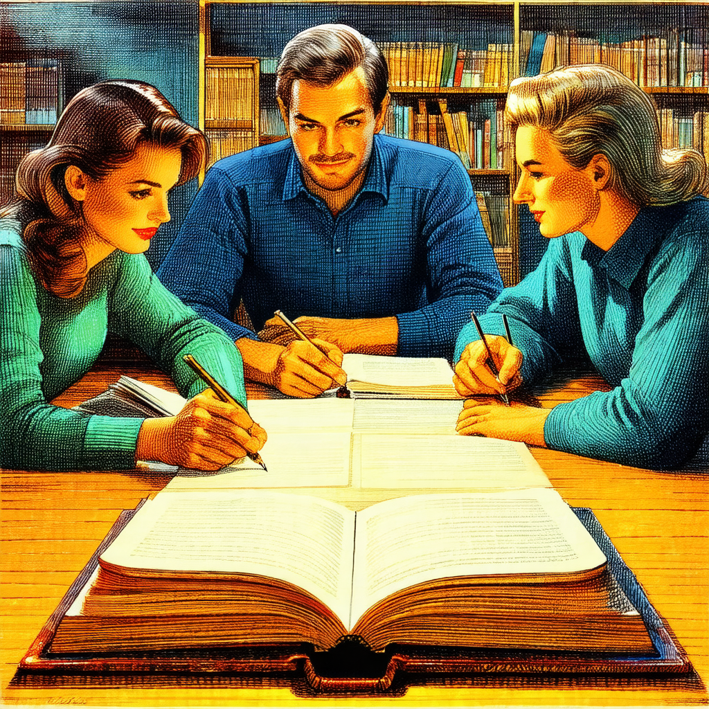 Group of three people sitting around a table, each holdin...