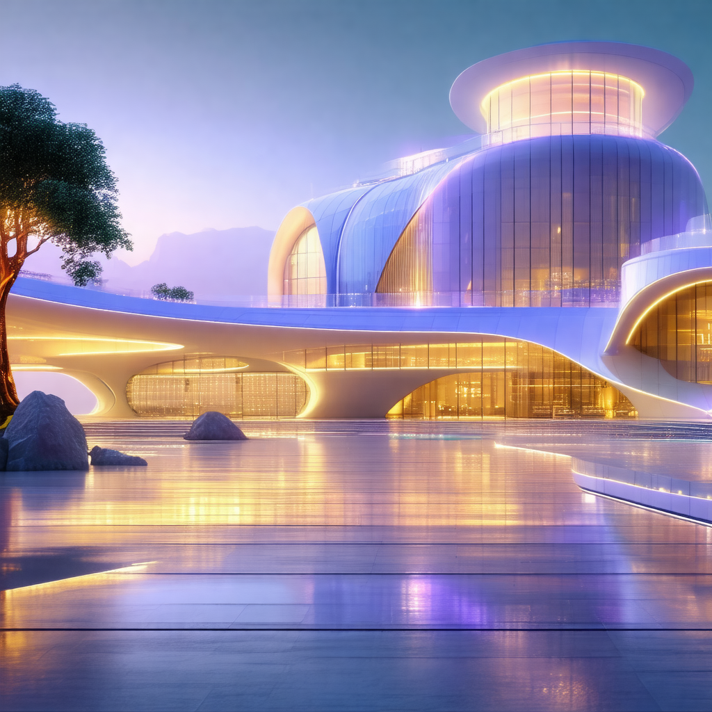 Large, modern building with a unique design