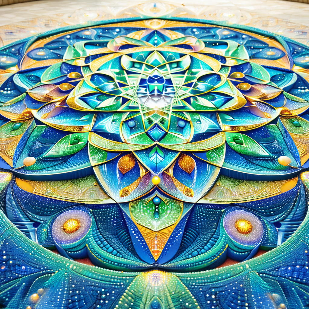 Large, colorful mosaic on the floor, which appears to be ...
