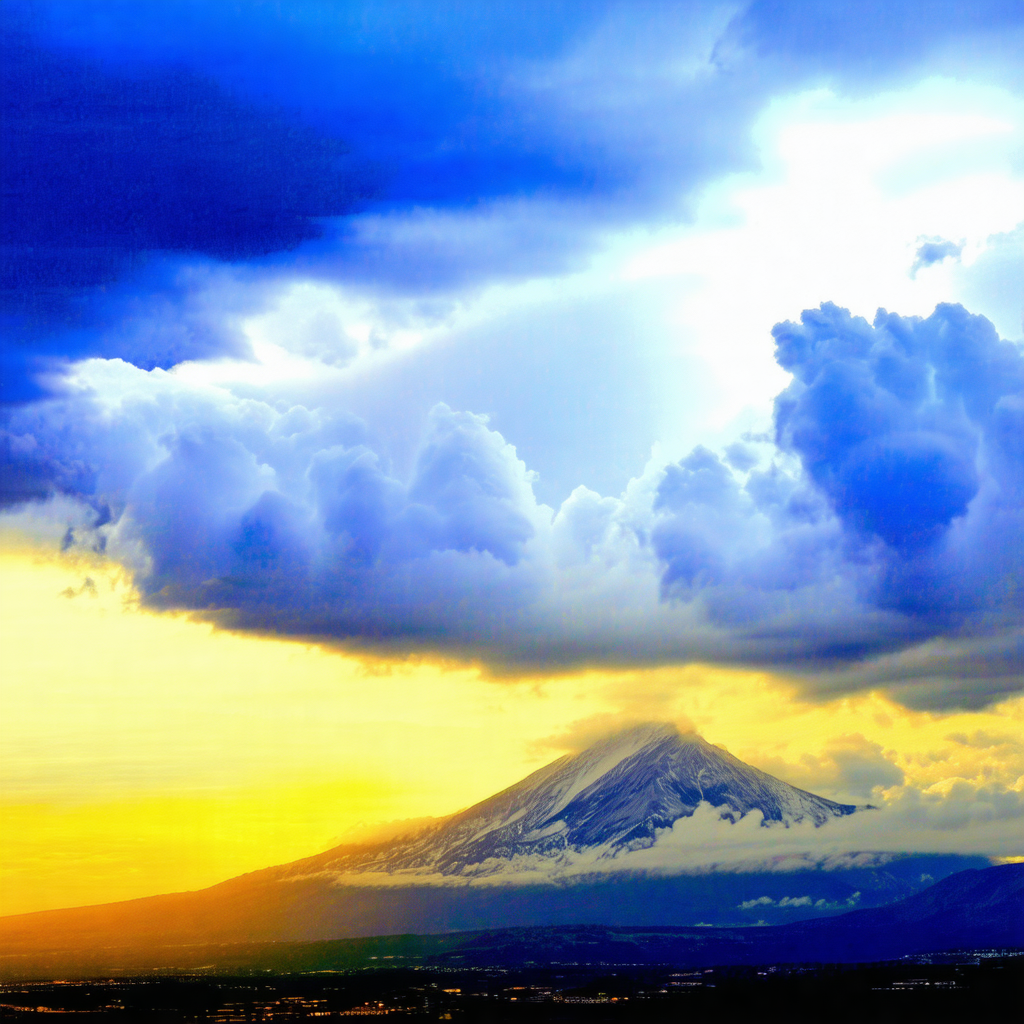 Captures a beautiful sunset over a mountain range