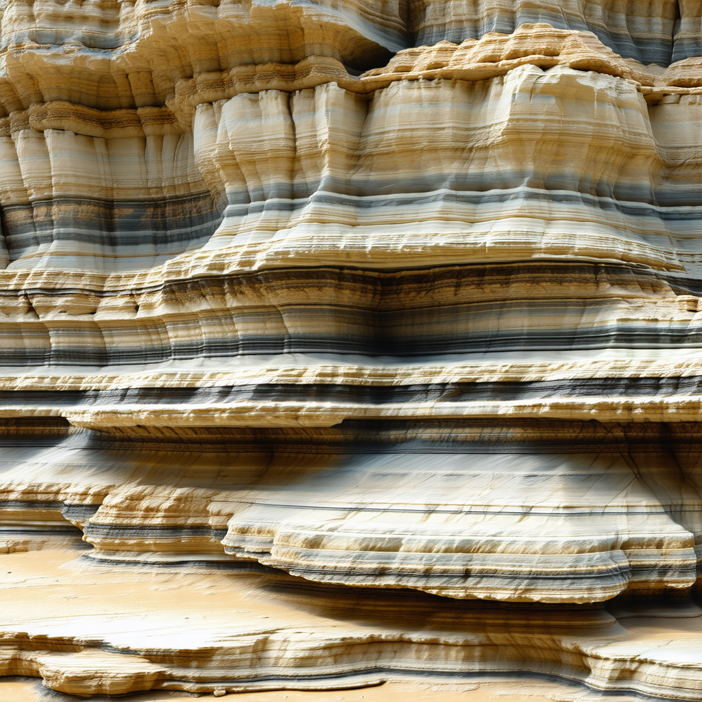 Large rock formation with a variety of textures and colors