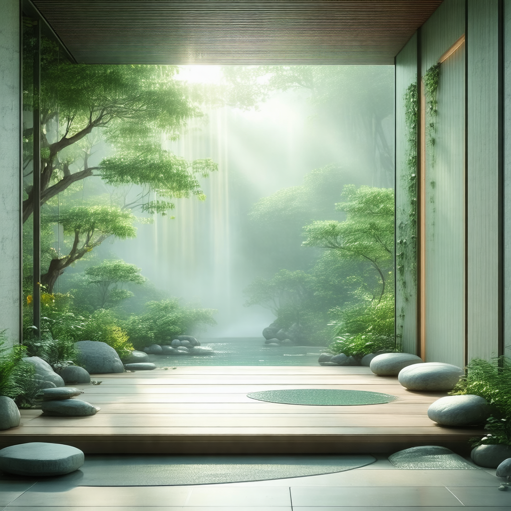 Serene scene of a waterfall in a forest