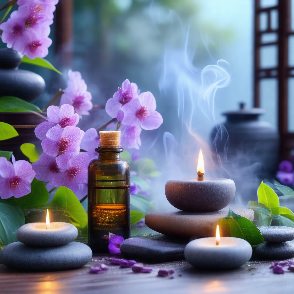 Serene scene with a variety of items arranged on a table