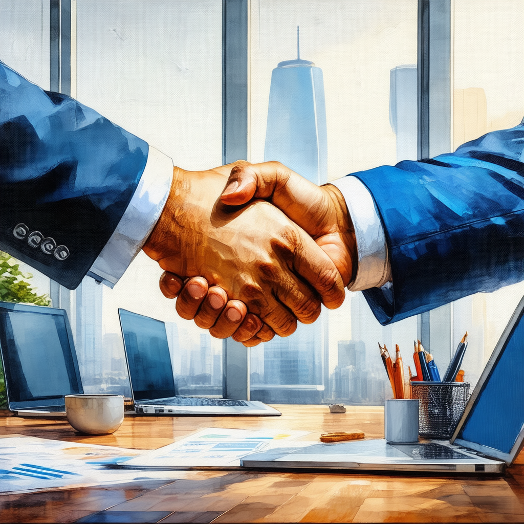 Man shaking hands with another man in a business setting