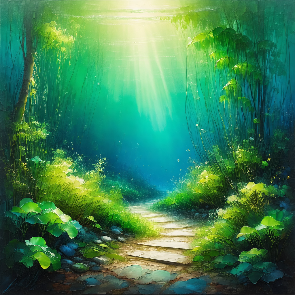 Serene forest scene with a path leading through the woods