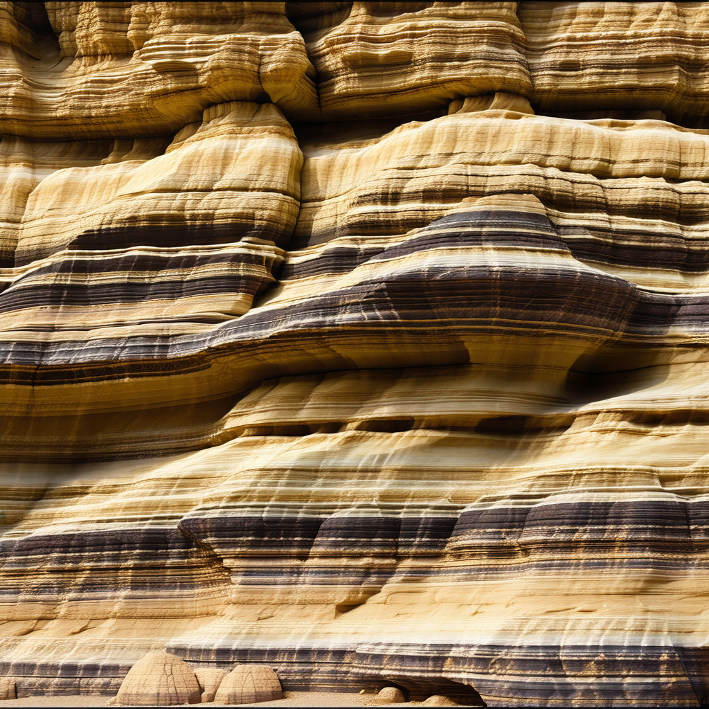 Large rock formation with a variety of colors and textures