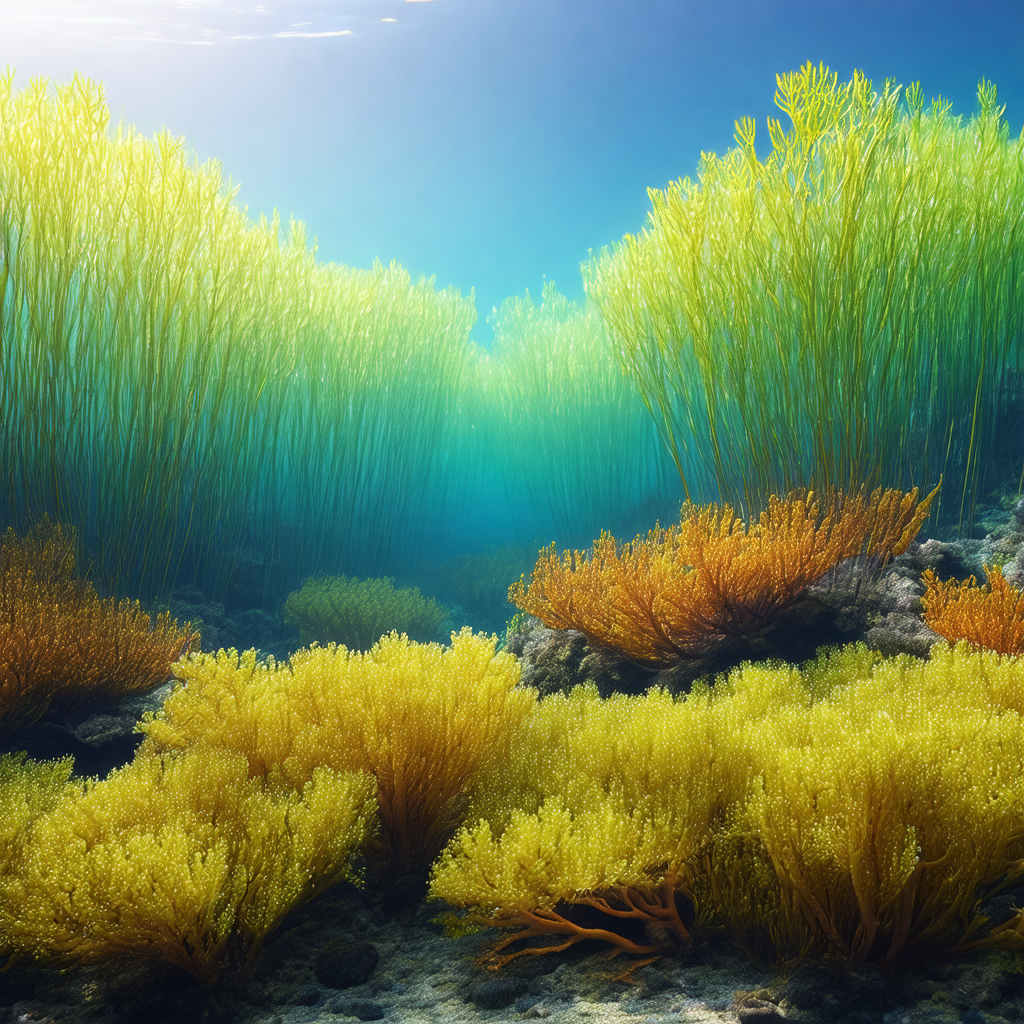 Vibrant underwater scene with a variety of colorful sea p...