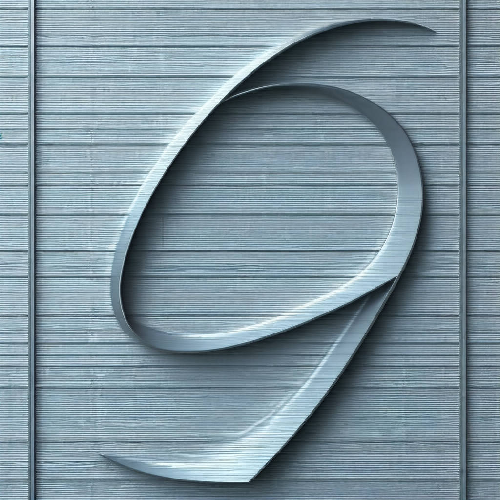 Large, modern building with a large, blue, metal sculptur...