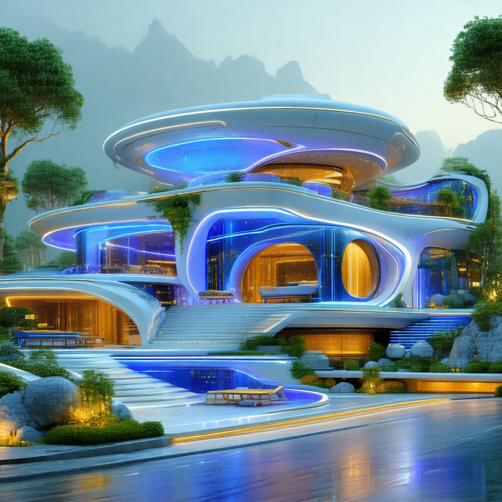 Large, modern-looking house with a blue and white color s...