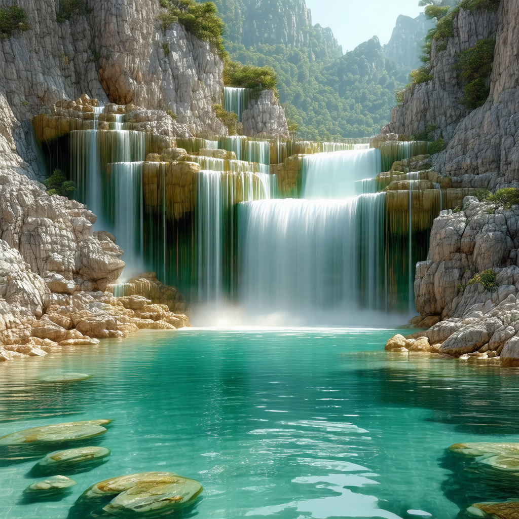 Beautiful waterfall surrounded by lush greenery