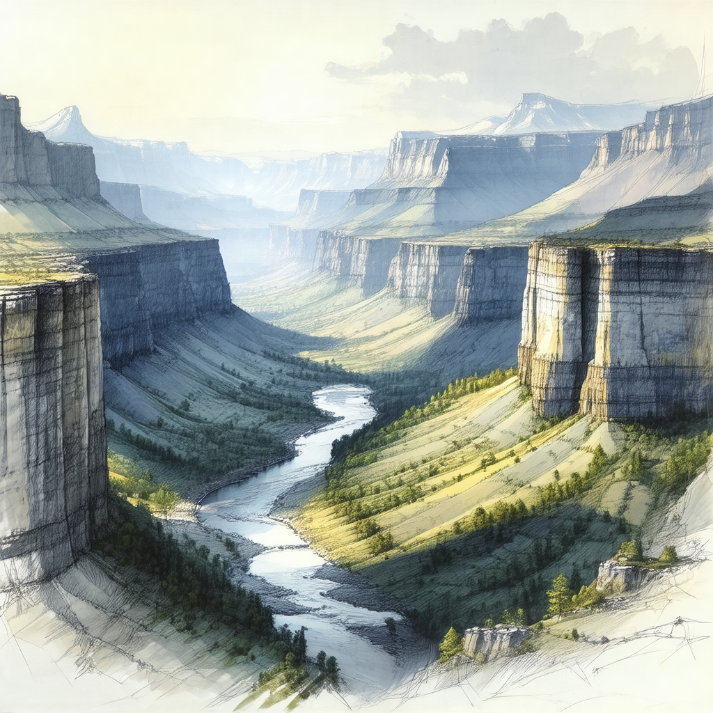 Painting of a beautiful mountain landscape