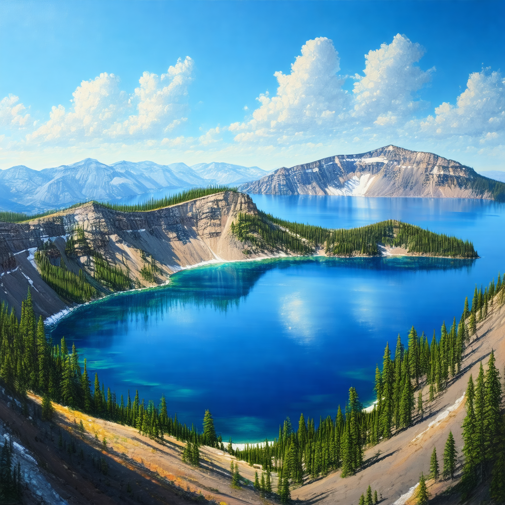 Beautiful blue lake surrounded by mountains