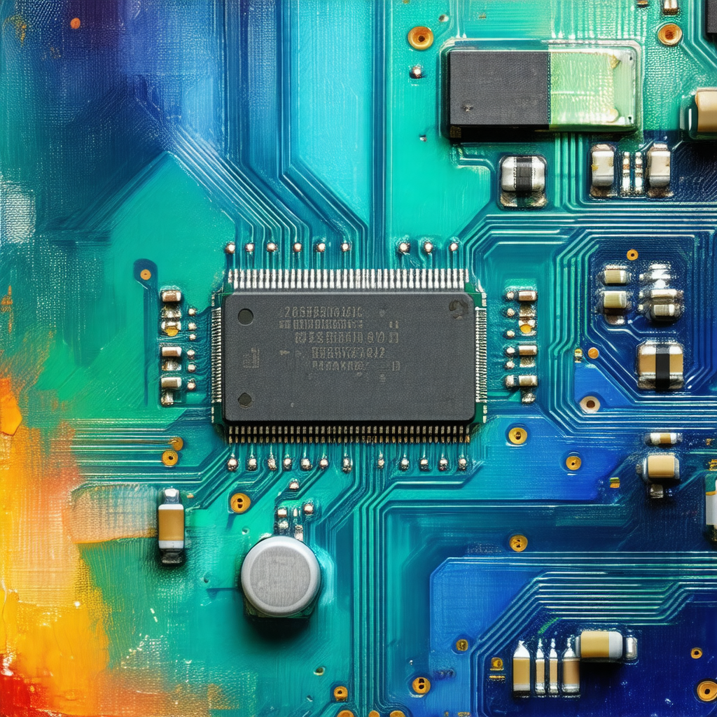 Close-up of a computer circuit board with various electro...