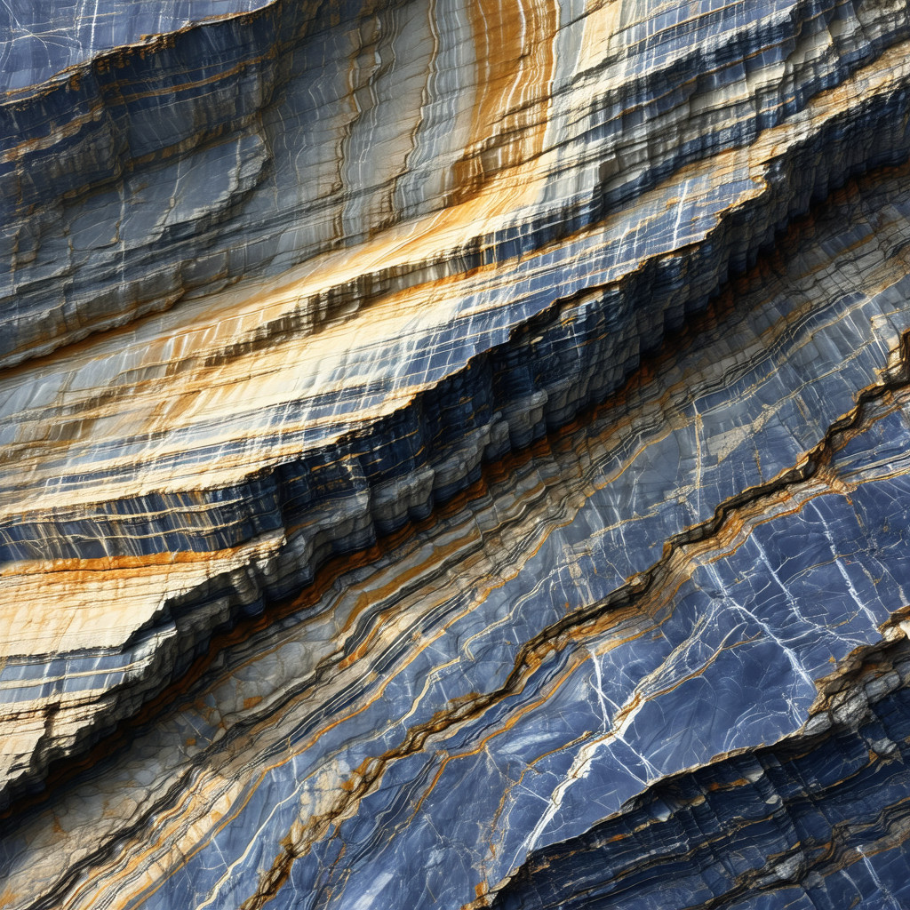 Large, blue, and yellow rock formation with a striking pa...