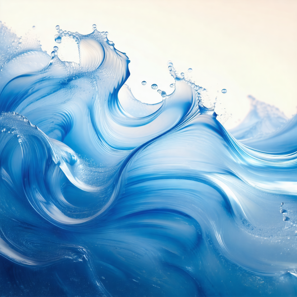 Large body of blue water with a wave crashing on the shore