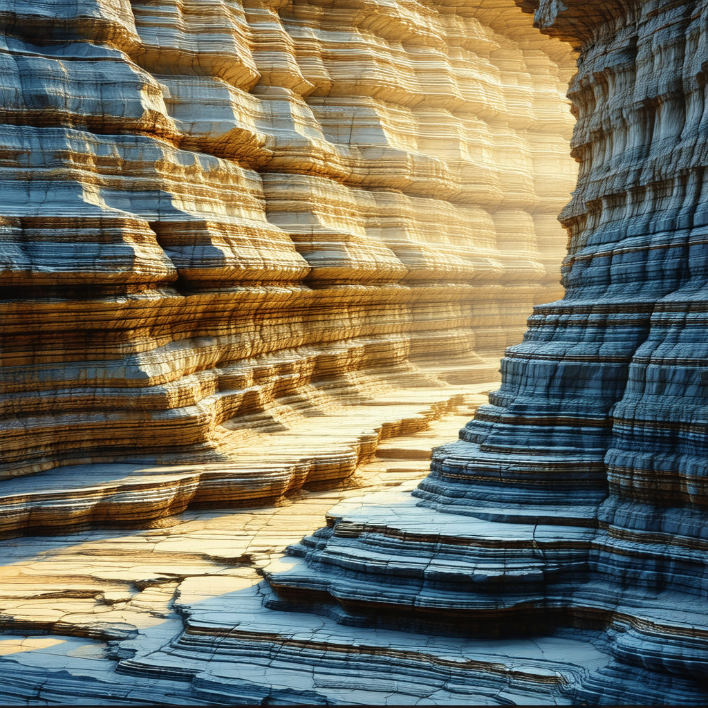 Large rock formation with a narrow passageway leading thr...