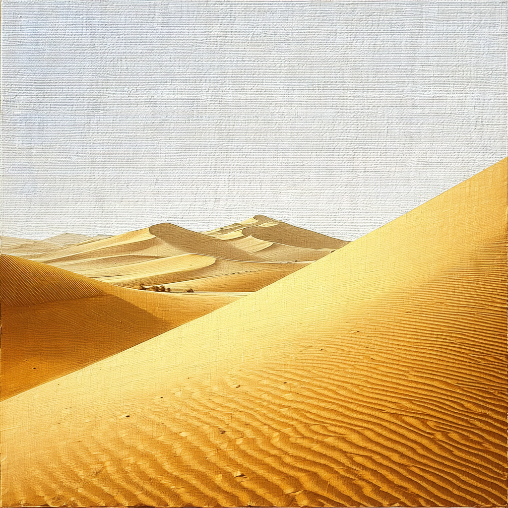 Sandy desert landscape with a mountain range in the backg...