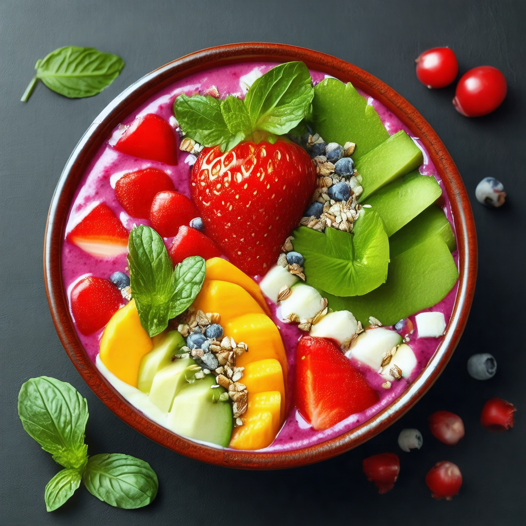 Bowl filled with a colorful and healthy fruit salad