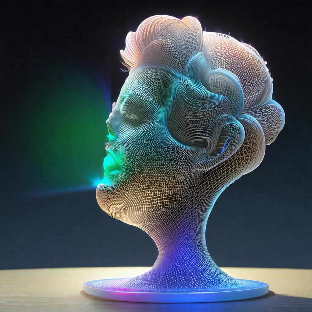 Unique, three-dimensional sculpture of a woman's head