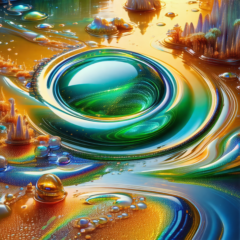 Vibrant and colorful painting of a swirling, bubbling, an...