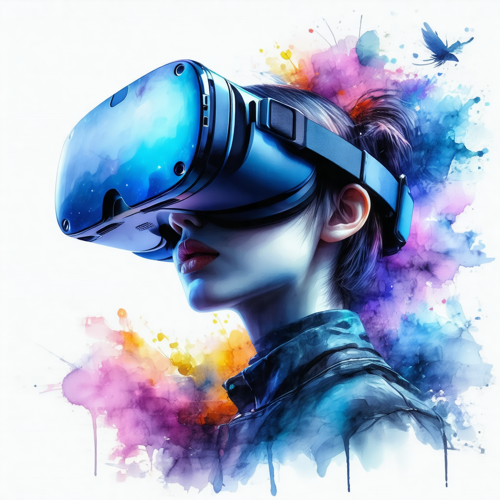 Woman wearing a black shirt and a black jacket, with a vr...