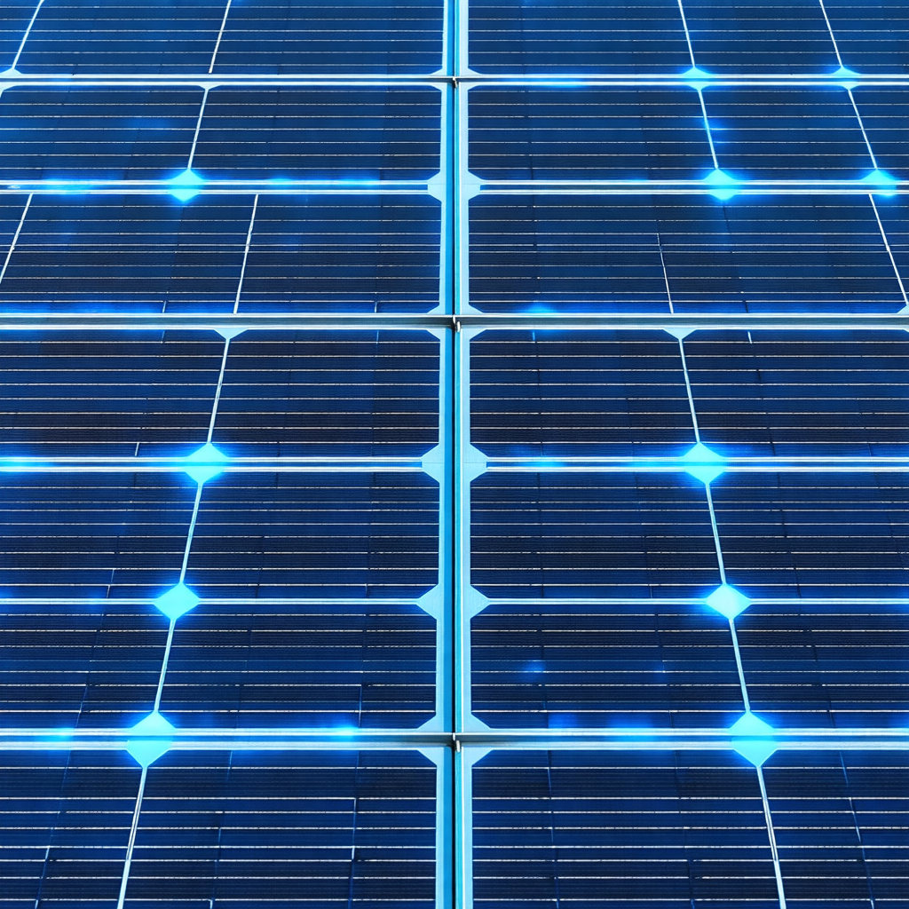 Large solar panel with a blue background