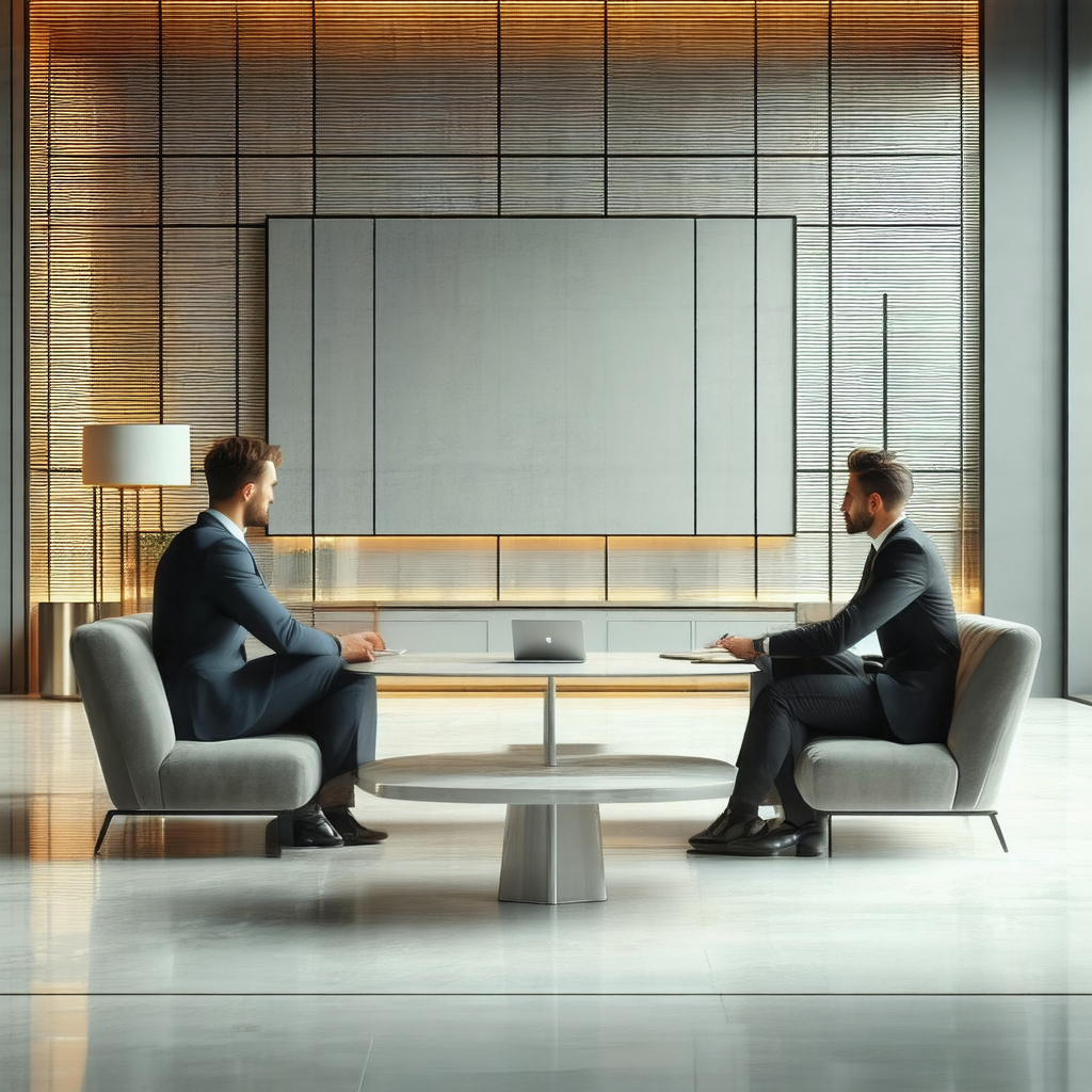 Two men sitting in a room, engaged in a conversation