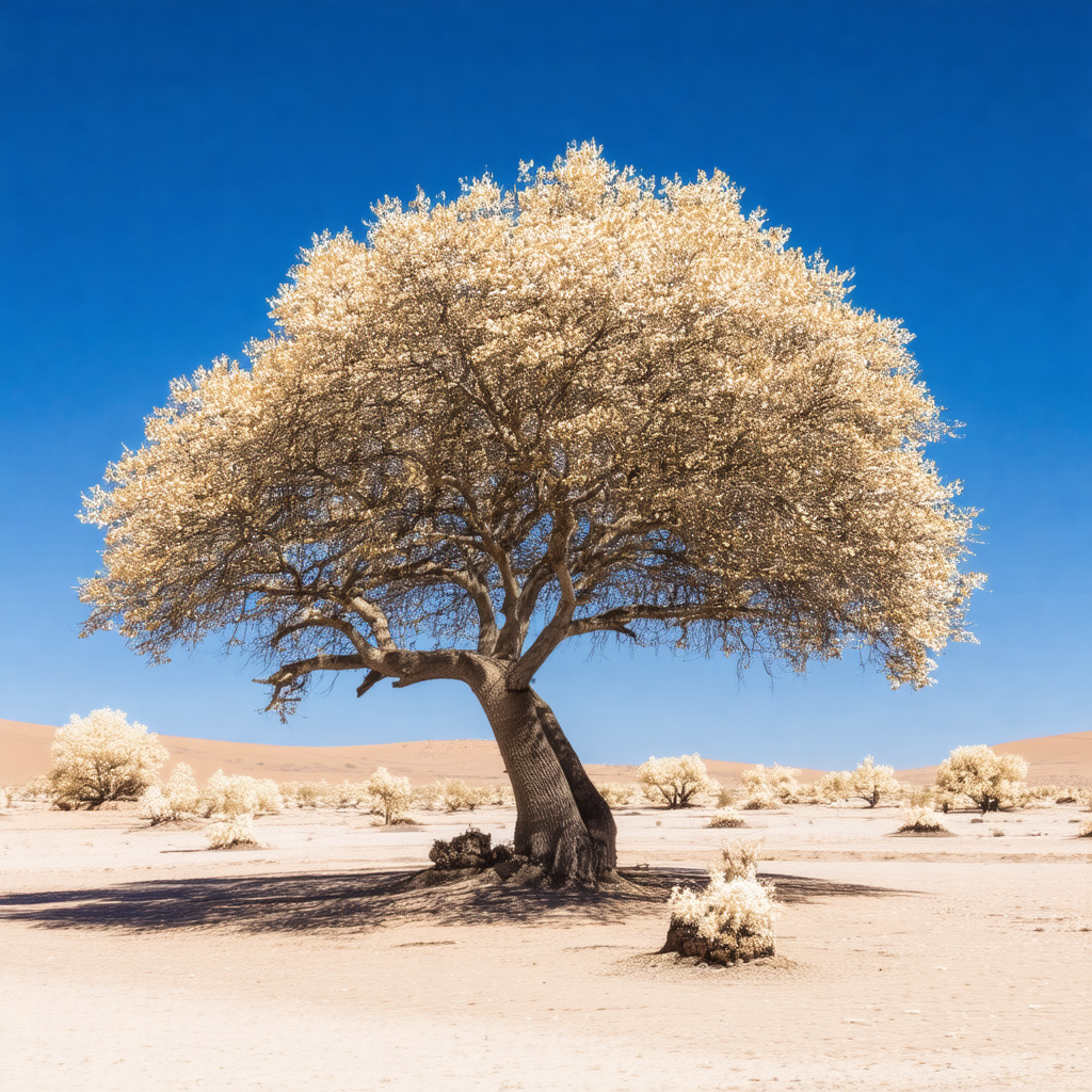 Barren landscape with a lone tree standing in the middle ...