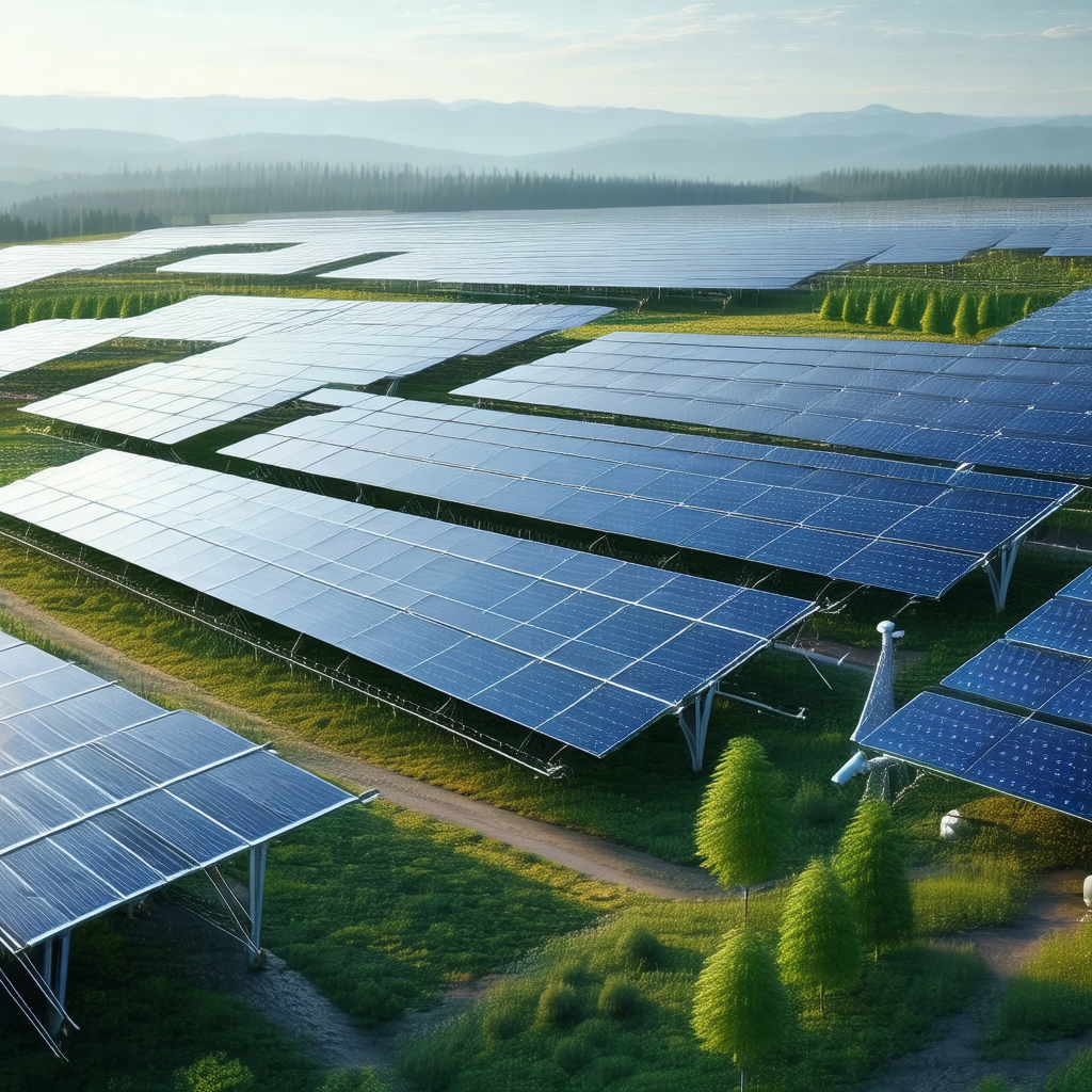 Large field with numerous solar panels spread across the ...