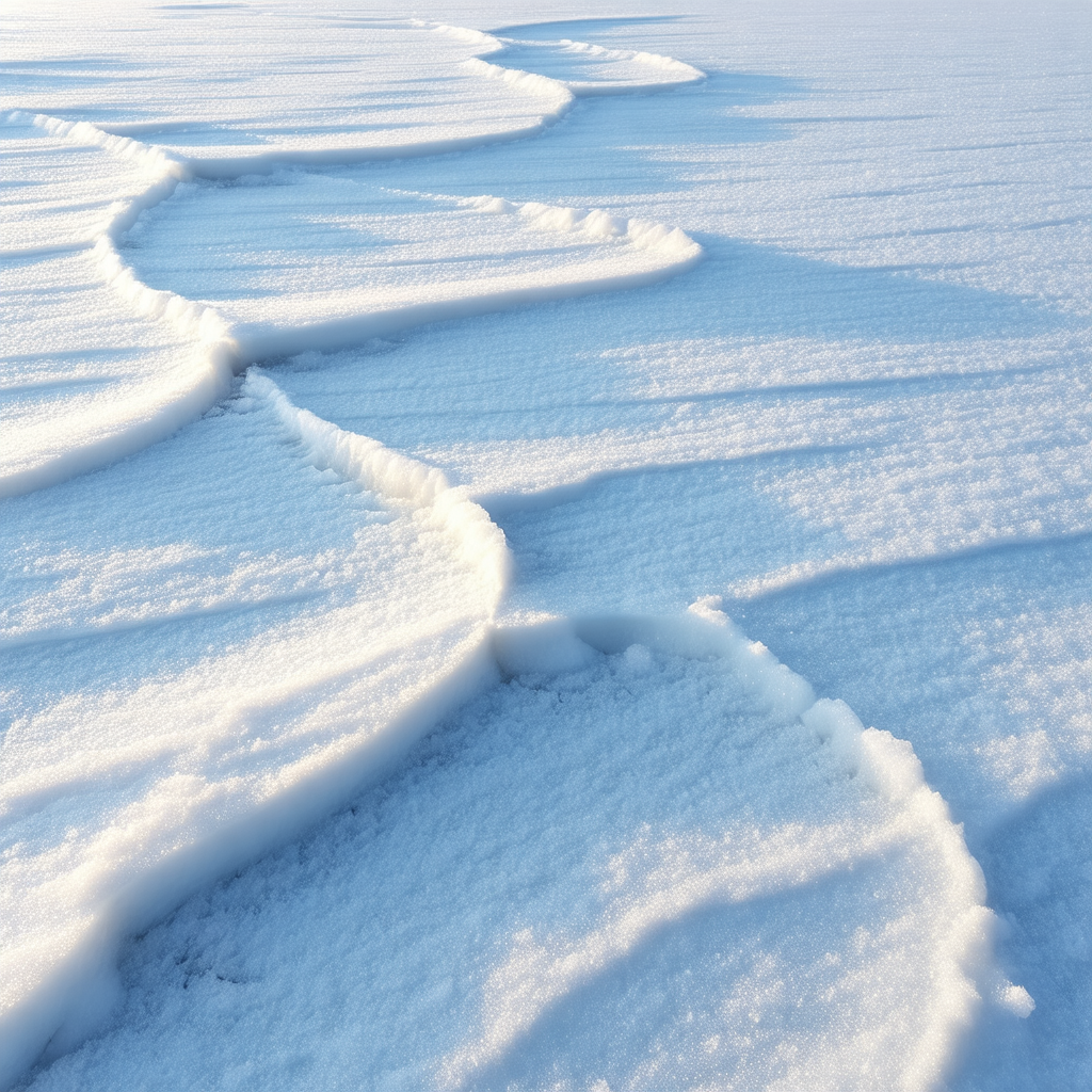 Snowy landscape with a large body of snow covering the gr...