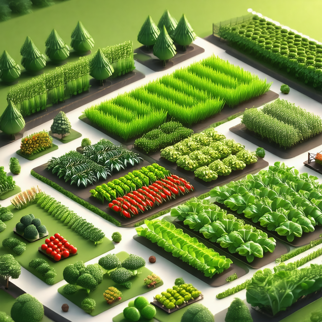 Detailed drawing of a garden, showcasing various plants a...