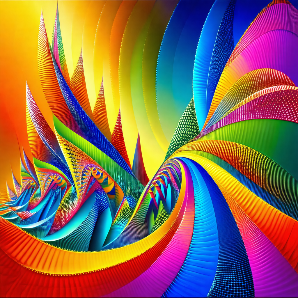 Colorful and vibrant painting of a spiral or swirl, featu...