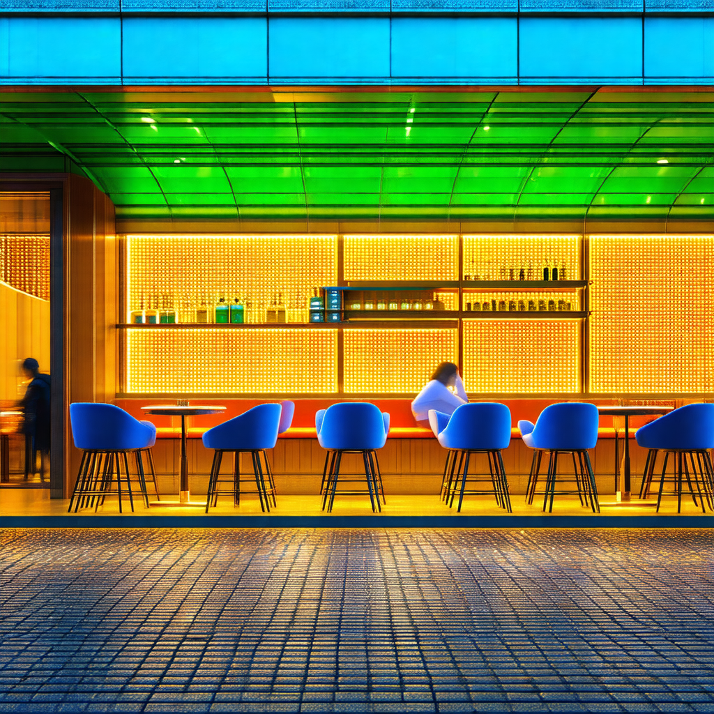 Restaurant with a bar and several tables