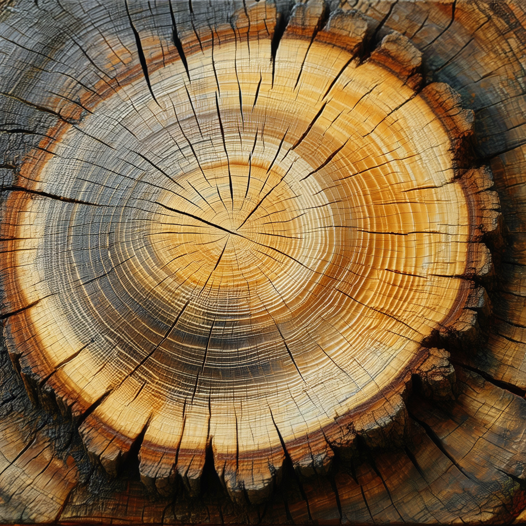 Large, old tree trunk with a distinctive, round, bark-lik...