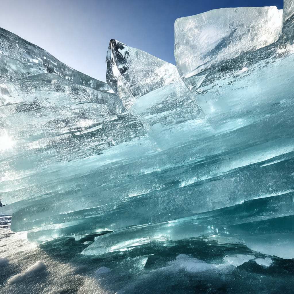 Large piece of ice floating in the water