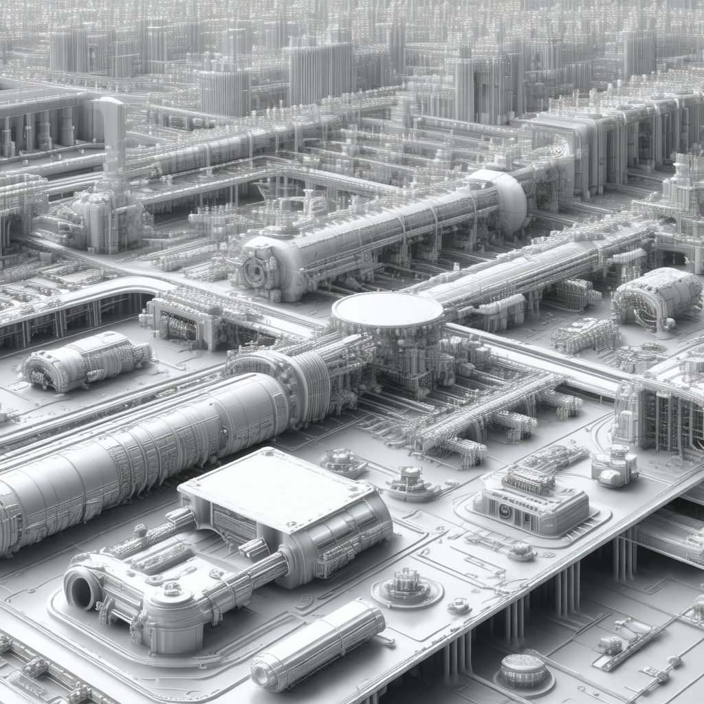3d model of a city, featuring a large number of buildings...