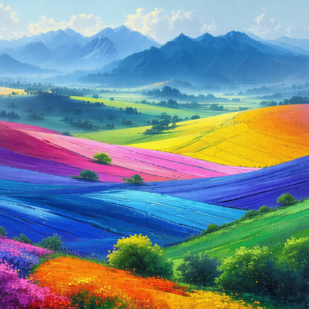 Beautiful landscape with a vibrant rainbow of colors