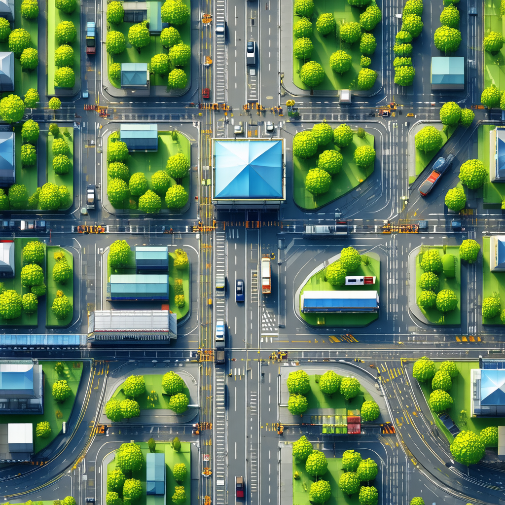 Detailed, three-dimensional illustration of a city street...