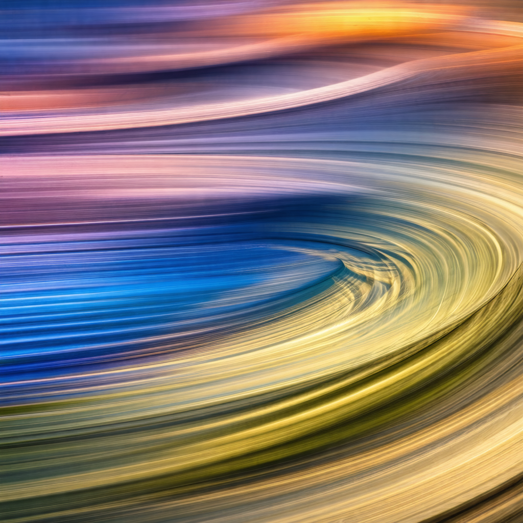 Colorful, swirling, and blurry picture of a spiral