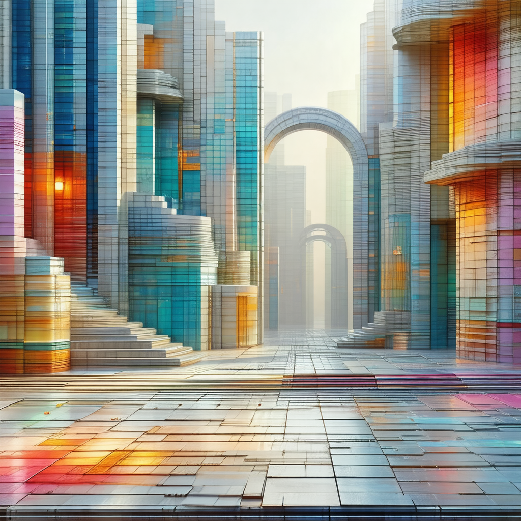 Colorful, computer-generated (cgi) drawing of a city street