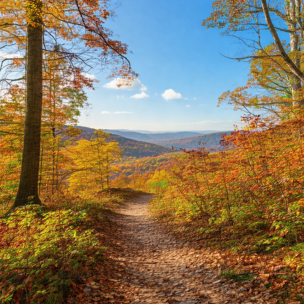 Beautiful, sunny day in a forest filled with trees and bu...