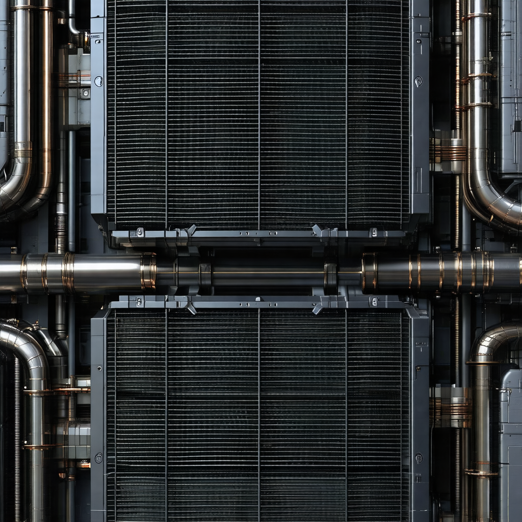 Large industrial building with a series of pipes and tube...