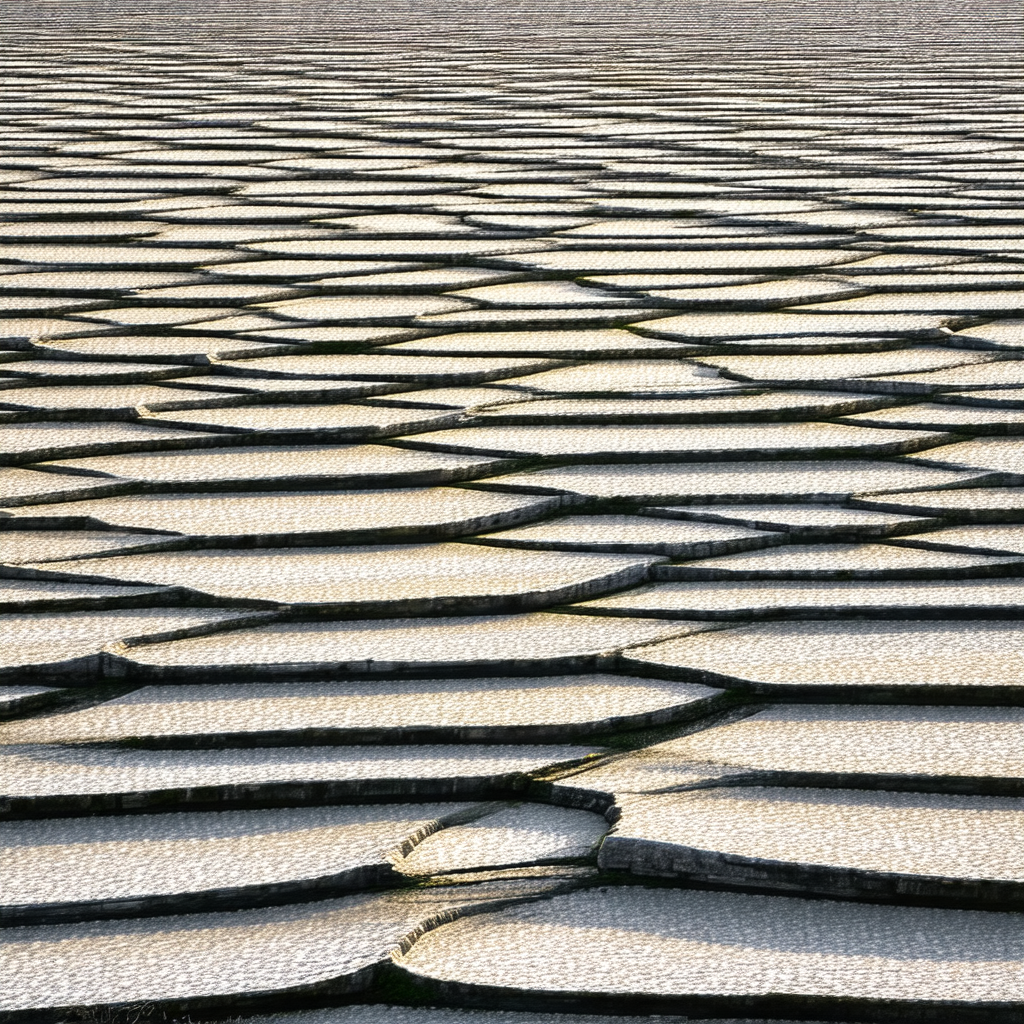 Large, flat, white surface with a pattern of small, white...