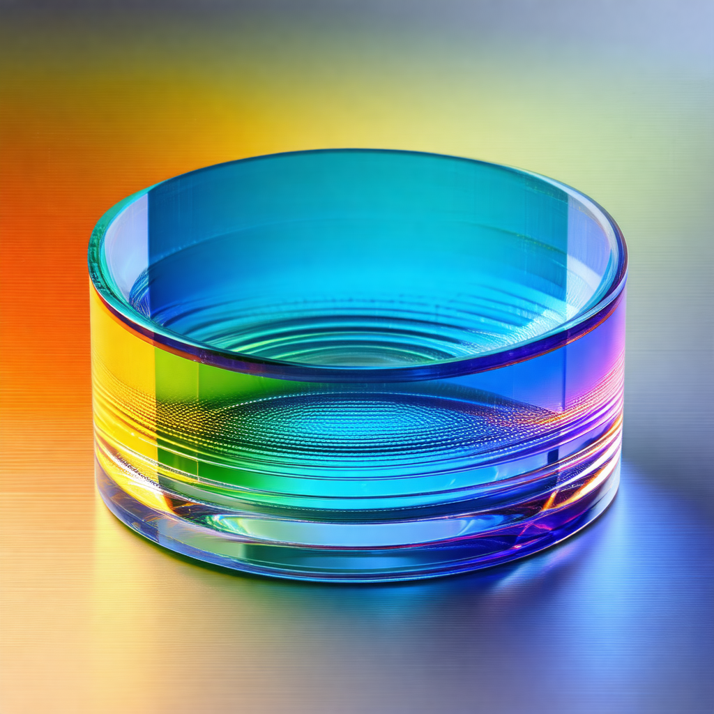 Large, colorful glass bowl sitting on a table