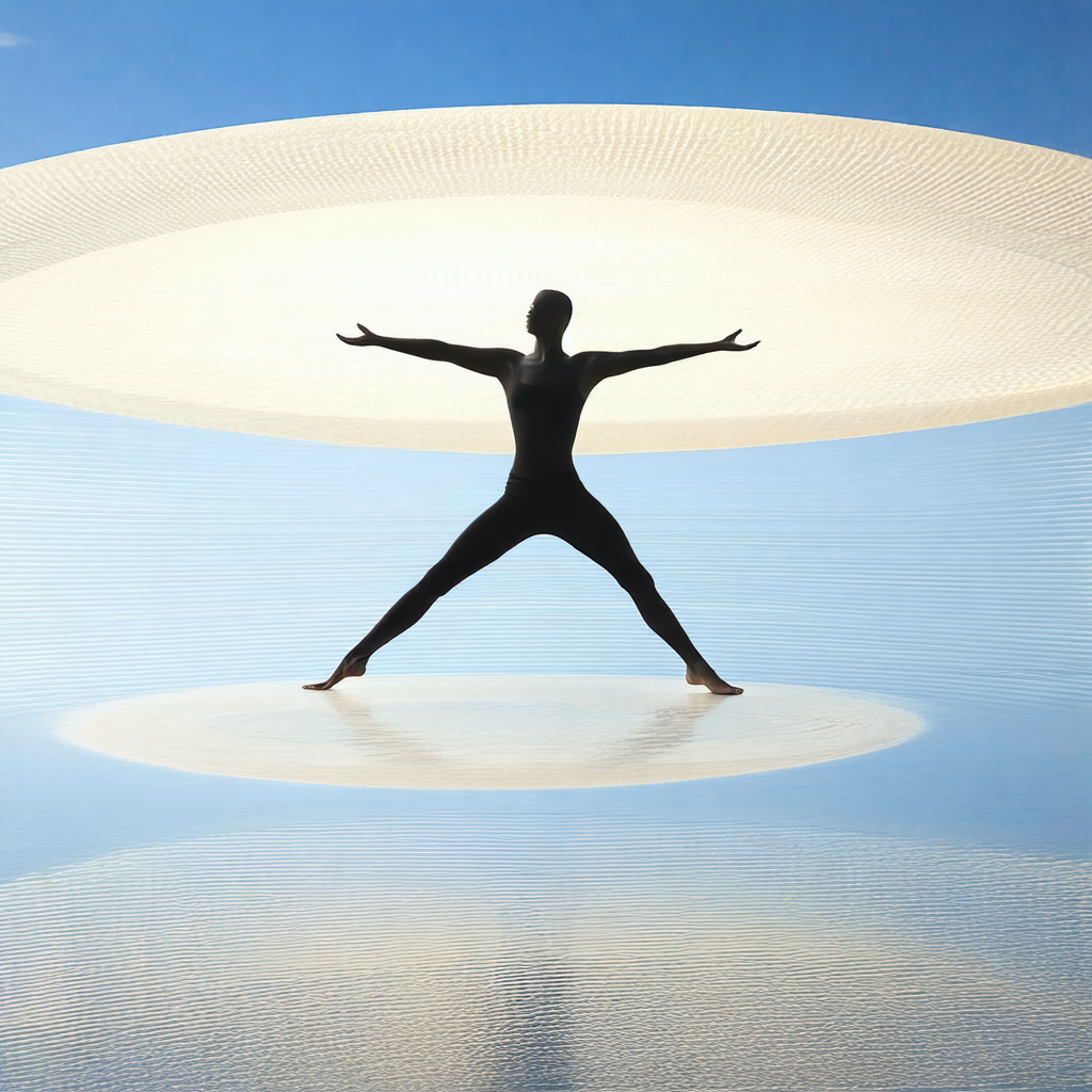 Man standing on a glass surface, possibly a glass floor o...
