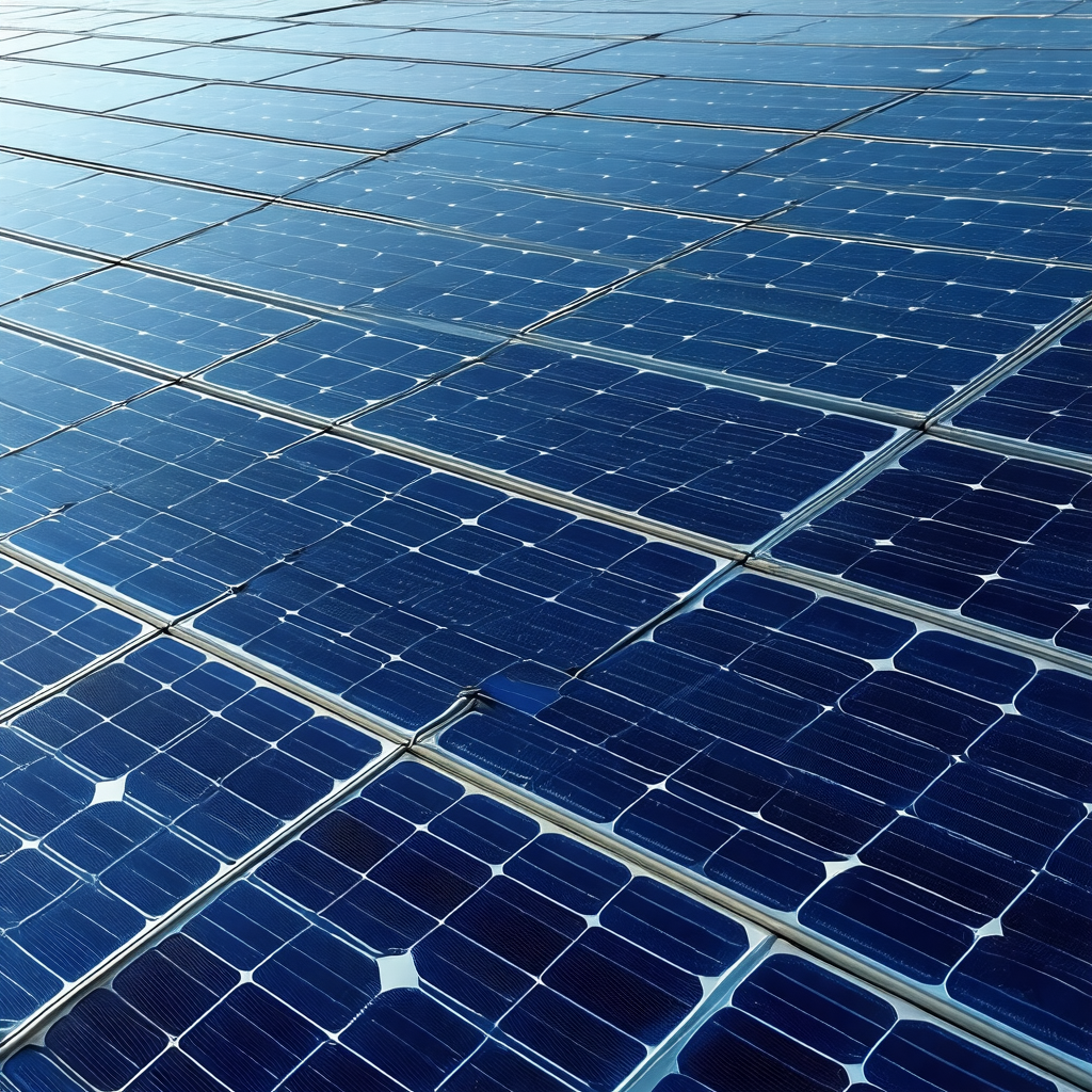 Large solar panel with a blue background