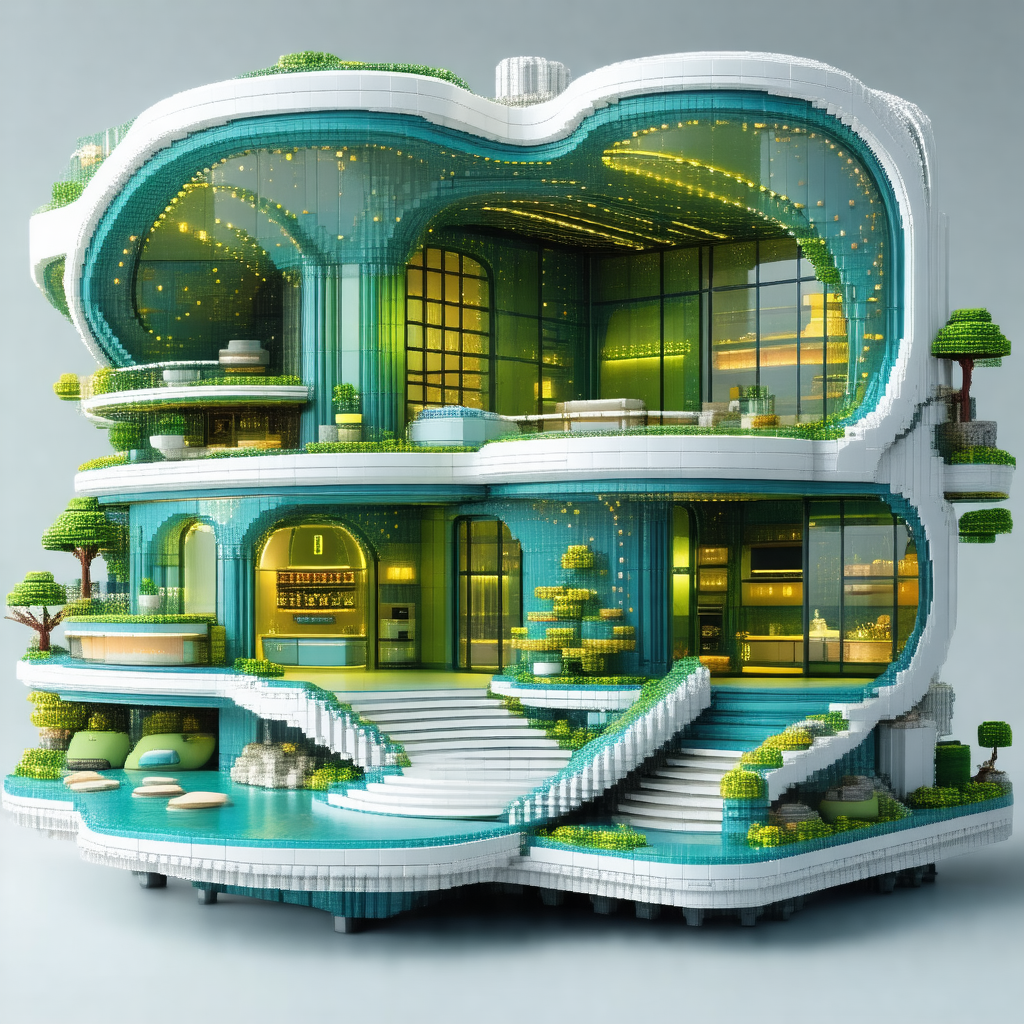 Large, three-story house made of lego bricks